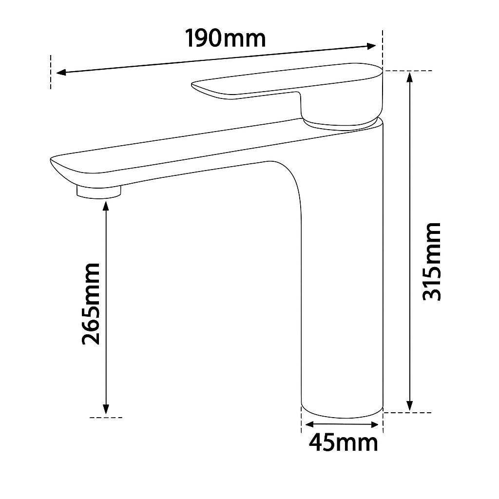 Hoge wastafelkraan  – Silvio – Chrome - 31,5 × 19 × 4,5 cm
