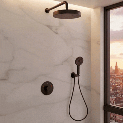 Ensemble de douche à effet pluie encastré Amalia - Noir mat