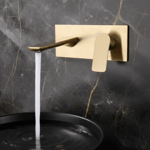 Inbouw wastafelkraan Silvio – Geborsteld goud - 25 × 10 × 20 cm