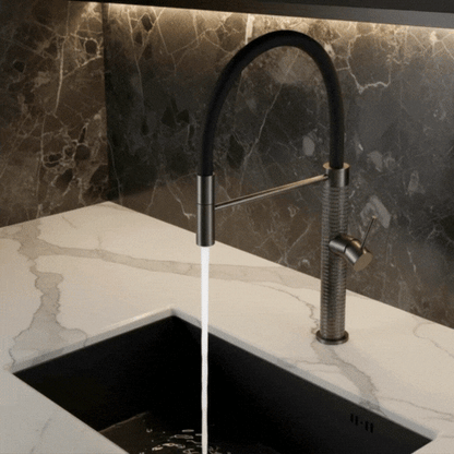 Robinet de cuisine semi-professionnel Angelica – Bec rétractable – Gris gunmetal