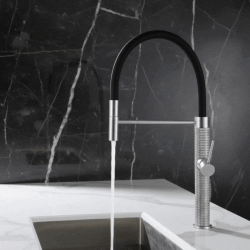 Robinet de cuisine semi-professionnel Angelica – Bec rétractable – Gris gunmetal