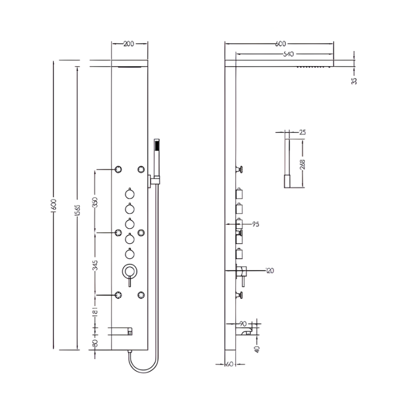 Robinet de baignoire indépendant Lisandro – Sortie d'eau en cascade – Nickel brossé