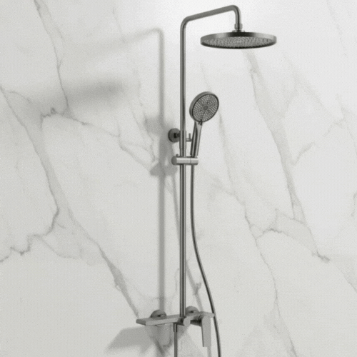 Robinet de baignoire indépendant Lisandro – Sortie d'eau en cascade – Nickel brossé