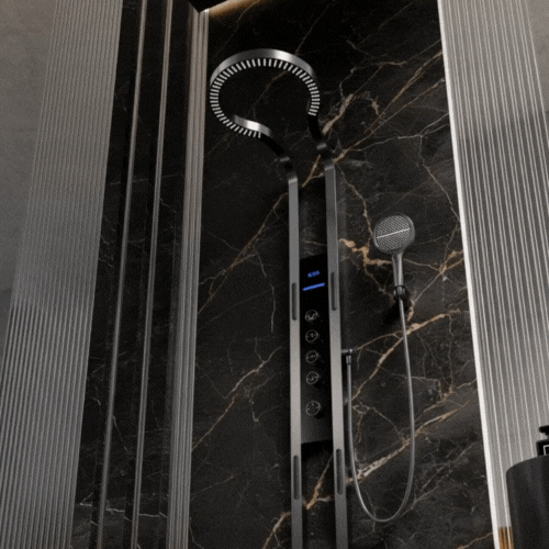 Panneau de douche thermostatique Marcelo – Affichage numérique - Gris gunmetal