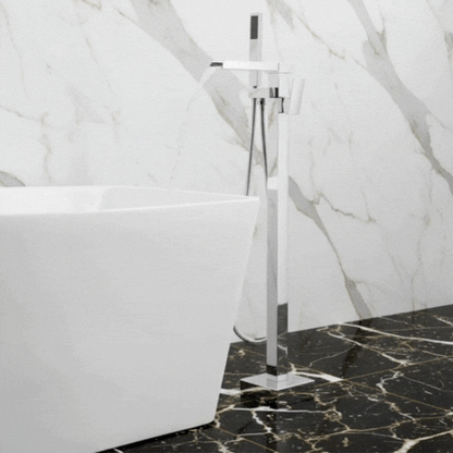 Robinet de baignoire indépendant Lisandro – Sortie d'eau en cascade – Chrome