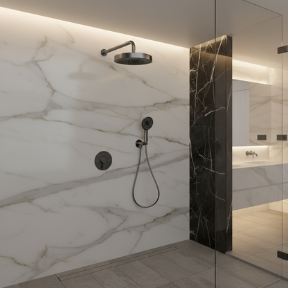 Ensemble de douche à effet pluie encastré Amalia - Gris gunmetal