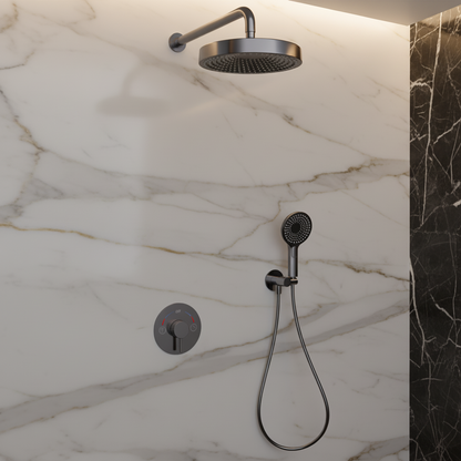 Ensemble de douche à effet pluie encastré Amalia - Gris gunmetal