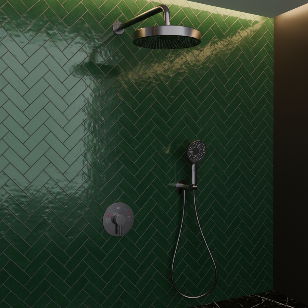 Ensemble de douche à effet pluie encastré Amalia - Gris gunmetal