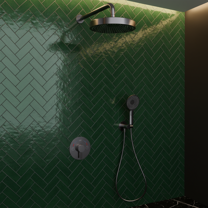 Ensemble de douche à effet pluie encastré Amalia - Gris gunmetal