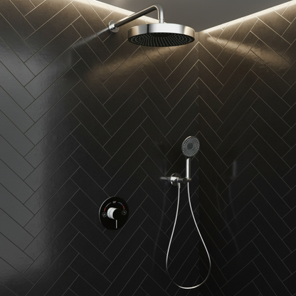 Ensemble de douche à effet pluie encastré Amalia - Chrome