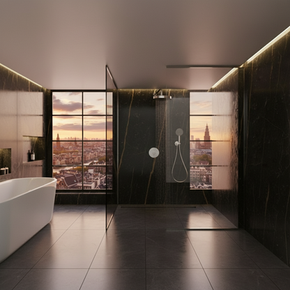 Ensemble de douche à effet pluie encastré Amalia - Chrome