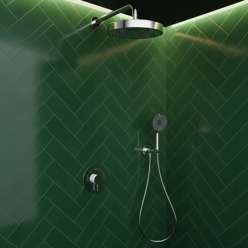 Ensemble de douche à effet pluie encastré Amalia - Chrome