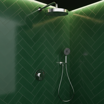 Ensemble de douche à effet pluie encastré Amalia - Chrome