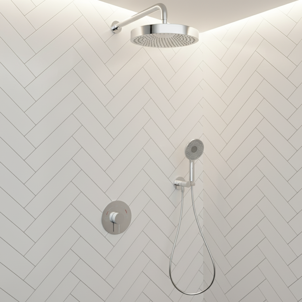 Ensemble de douche à effet pluie encastré Amalia - Chrome