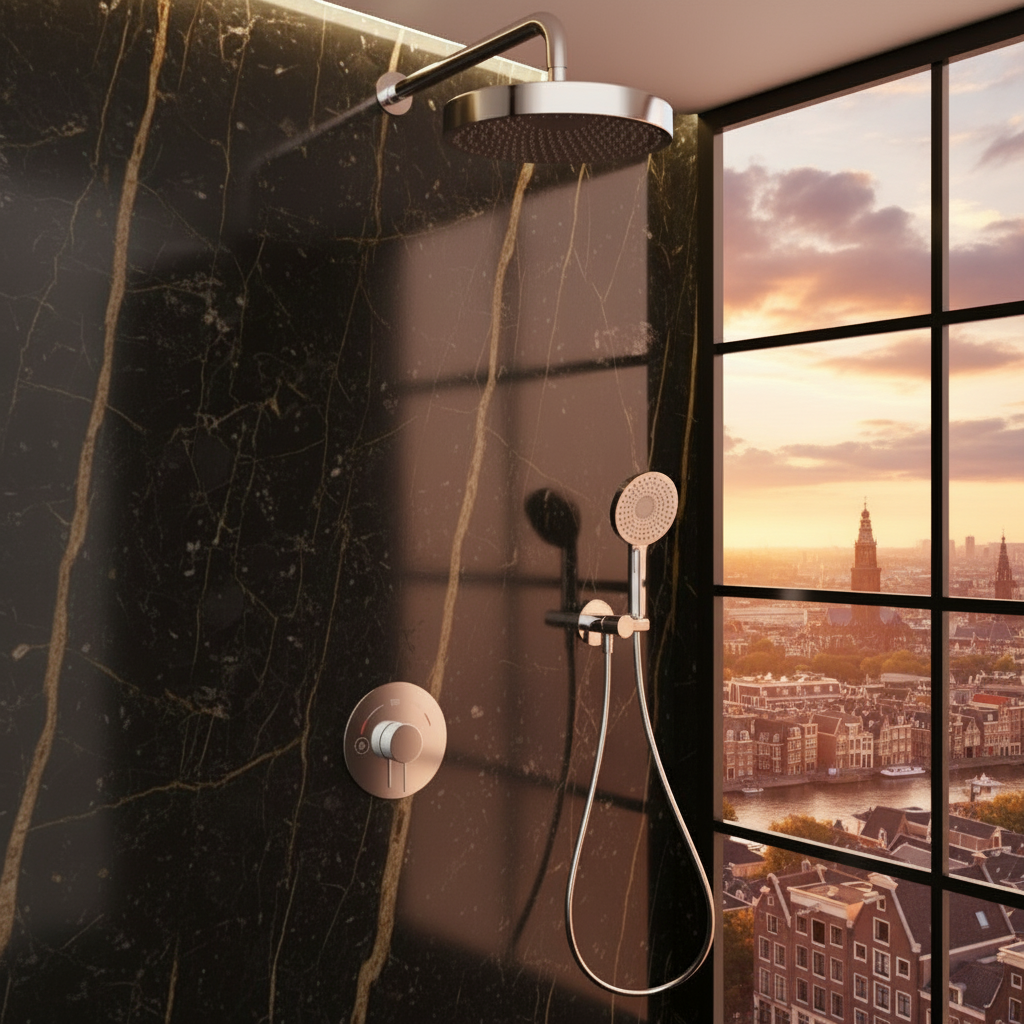 Ensemble de douche à effet pluie encastré Amalia - Chrome