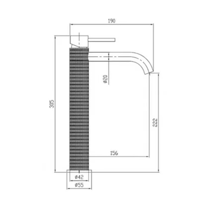 Hoge wastafelkraan Angelica - Gunmetal grey - 30,5 × 5,5 × 19 cm