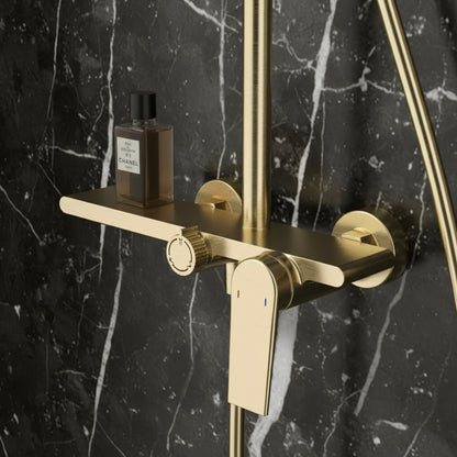 Opbouw regendoucheset Cynthia - Brushed gold - 130 × 35 × 25 cm