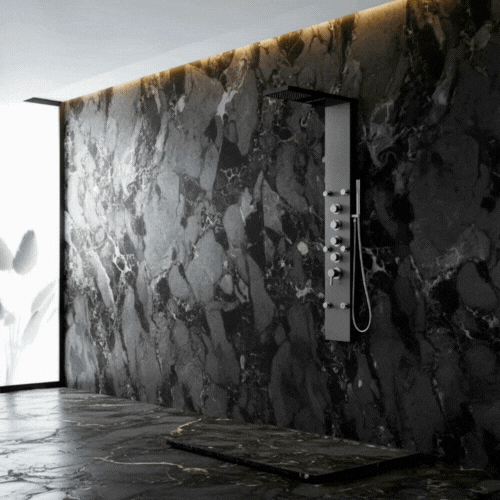 Robinet de baignoire indépendant Lisandro – Sortie d'eau en cascade – Nickel brossé