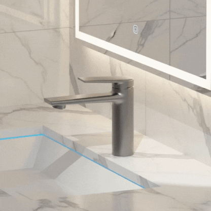 Robinet de baignoire indépendant Lisandro – Sortie d'eau en cascade – Nickel brossé